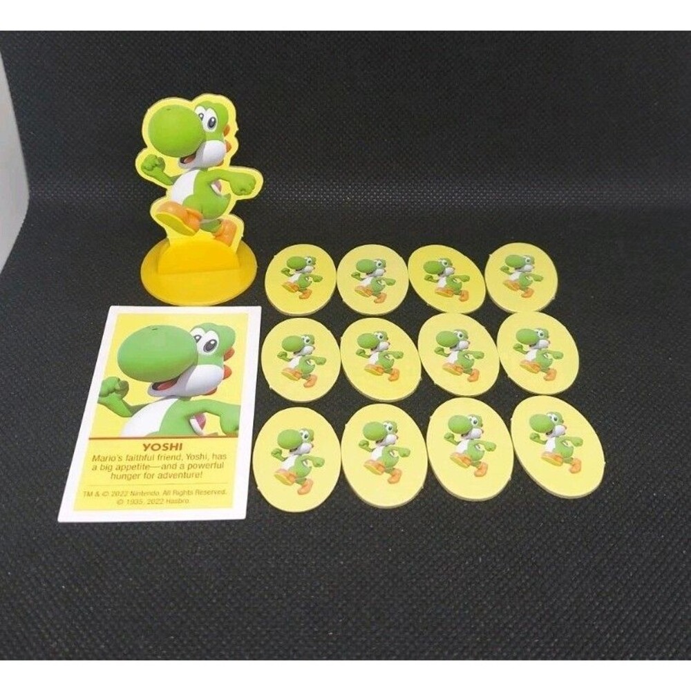 Monopoly Junior Super Mario Game Replacement Yoshi Token, Card, & 12 Sold Signs
